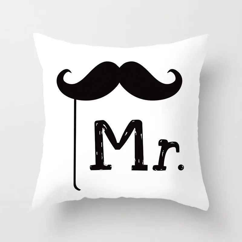 1 шт. Простая любовь Mr Mrs подушка для двоих, чехол из полиэстера, милые влюбленные Квадратные наволочки Декор для дома наволочка для подушки 45*45 см 40824 - Цвет: E