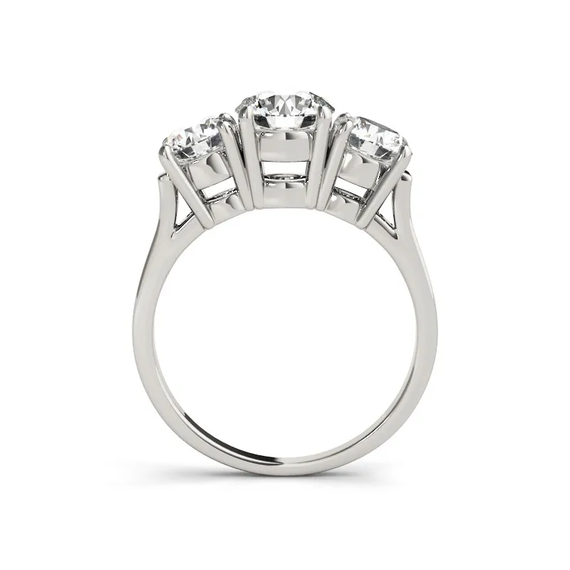AINUOSHI 925 пробы серебро 1ct круглой огранки три кольца камней Свадебные Обручение Юбилей свадебные кольца для Для женщин вечерние подарки