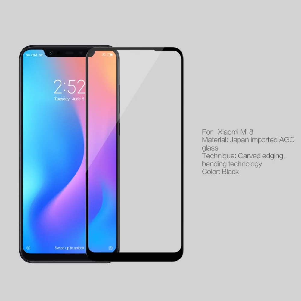 Закаленное 3d-стекло NILLKIN с закругленными краями для Xiaomi Mi 8/Mi8 защитное стекло