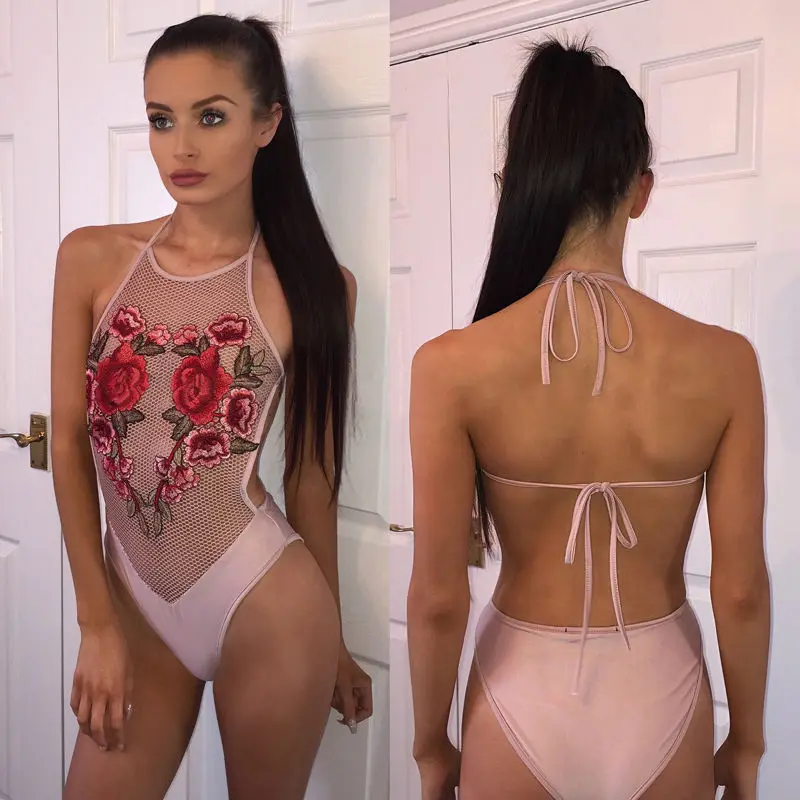 Женский цельный купальный костюм 2017 Монокини женский купальник с вышивкой