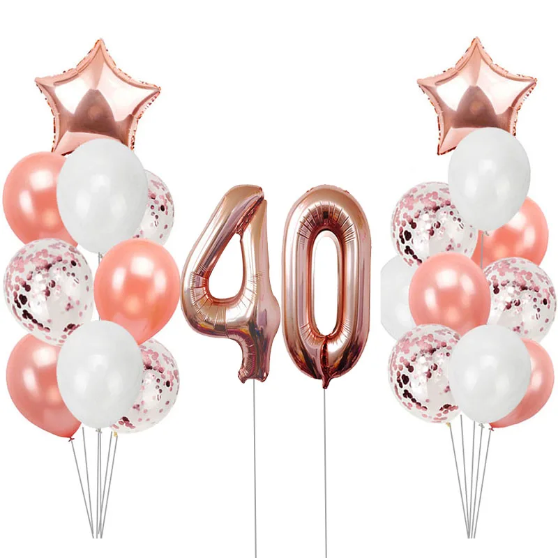 40 Розовое золото, От 1 до 6 лет воздушные шары на день рождения, украшения для вечеринки на день рождения, для детей и взрослых, 1st 2nd, 18, 21, 30, 40, 50, 60, товары для дня рождения - Цвет: 40