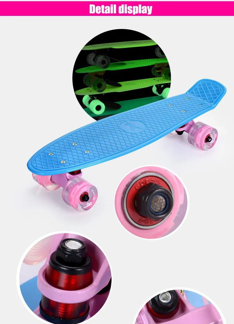 Дешевые peny доски для продажи полный скейтборд 22 griptape ретро мини скейт длинная доска Крейсер Лонгборд колеса светодиодные фонари