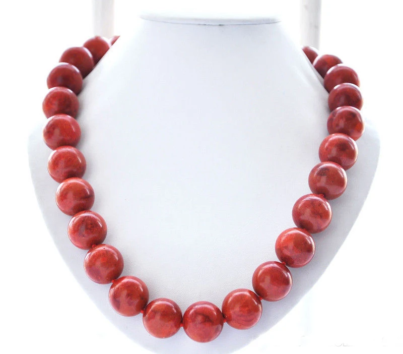 Огромное ожерелье из бисера 16 мм с круглыми красными натуральными травами и