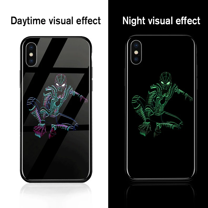 Ciciber Marvel Железный человек чехол в виде светящегося стекла для iPhone 11 Чехол 7 8 6 6S Plus задняя оболочка для iPhone 11 Pro Max X XR XS Max чехол - Цвет: WM03703