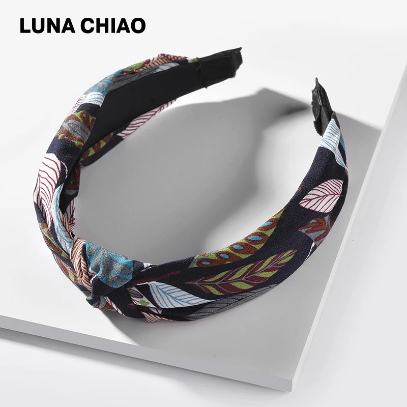 LUNA CHIAO, женские модные аксессуары для волос, ткань, дикие цветы, печатные повязки для волос, тропический стиль, повязки с узлом для женщин