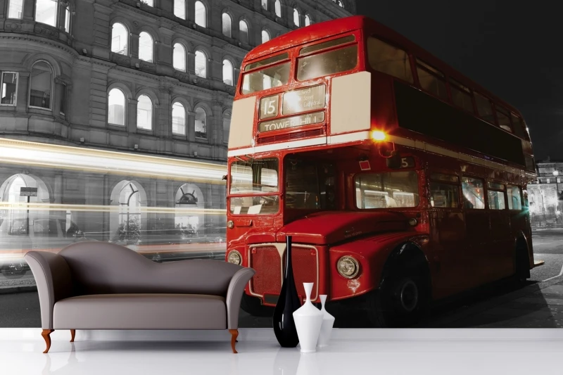 Фреска красный Лондонский автобус настенная 3D панно 3d обои для стен