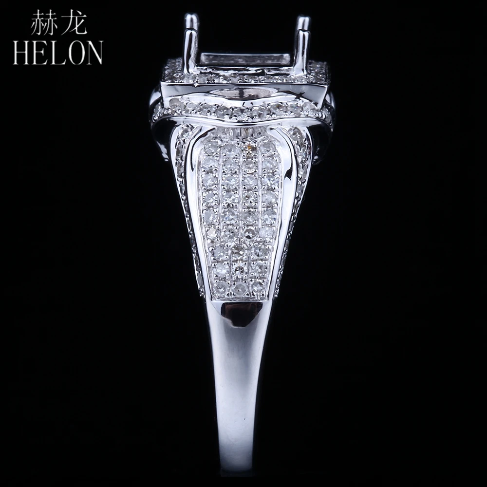 HELON элегантное однотонное Белое золото 14 к паве 0.75ct натуральное бриллиантовое принцесса с полукреплением обручальное кольцо для женщин ювелирные изделия