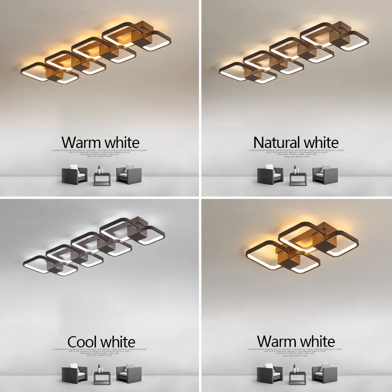 Rectangle Modern LED Ceiling Lights For Livingroom Bedroom plafond brown color Simple art Lamp home lighting Fixtures | Лампы и