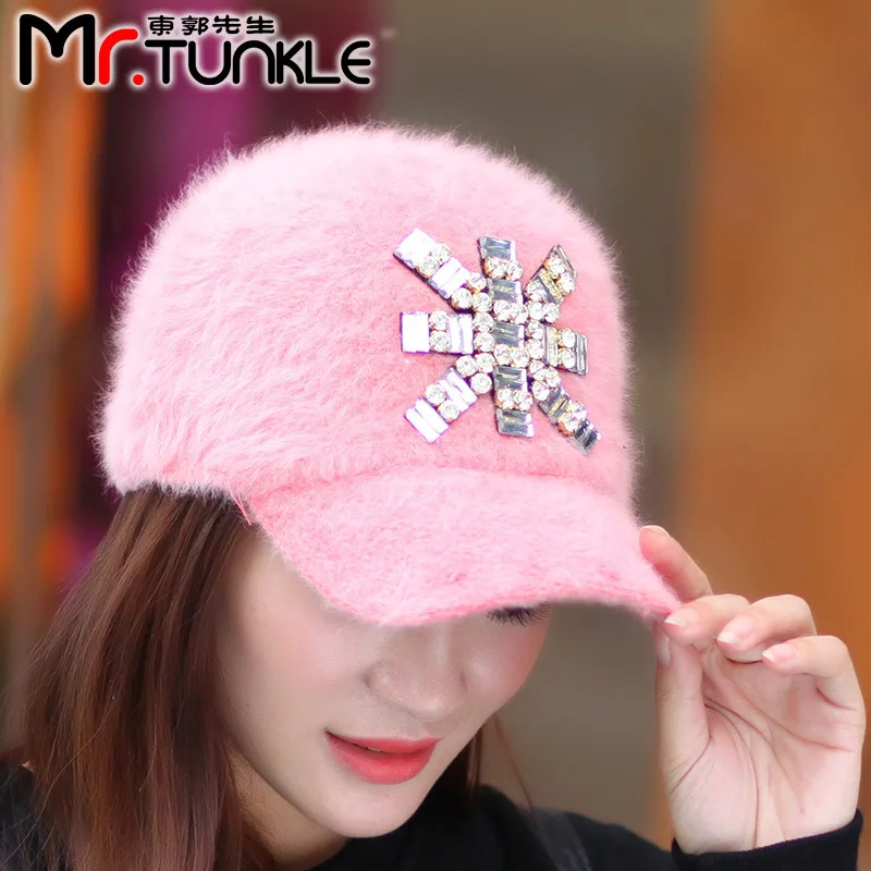 2015 new Korean style woman's baseball cap woman winter hat bucket warm rabbit fur | Аксессуары для одежды