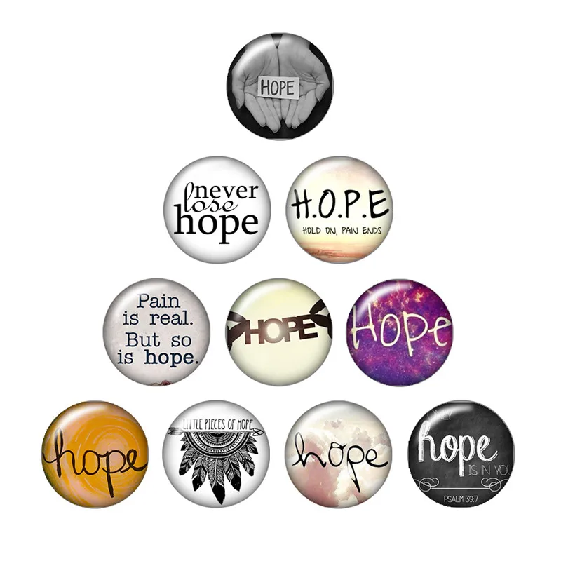 

Hope Faith Believe Words pattern 10pcs mixed 12mm/16mm/18mm/25mm Round photo glass cabochon demo flat back Making findings