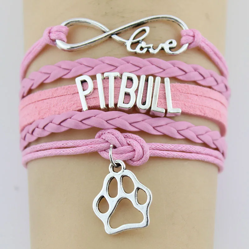 

10PC/lot Infinity Love Pitbull Mom Paw Heart Charm Wrap Bracelets Paw Print Charms Animal Bracelet Women & Men Bracelets Jewelry