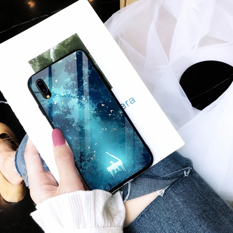 F для VIVO Y91C чехол VIVOY91C стеклянный жесткий чехол для телефона для VIVO Y91i чехол VIVO Y91 C мягкий бампер чехол закаленное для Vivo Y93 Y 93