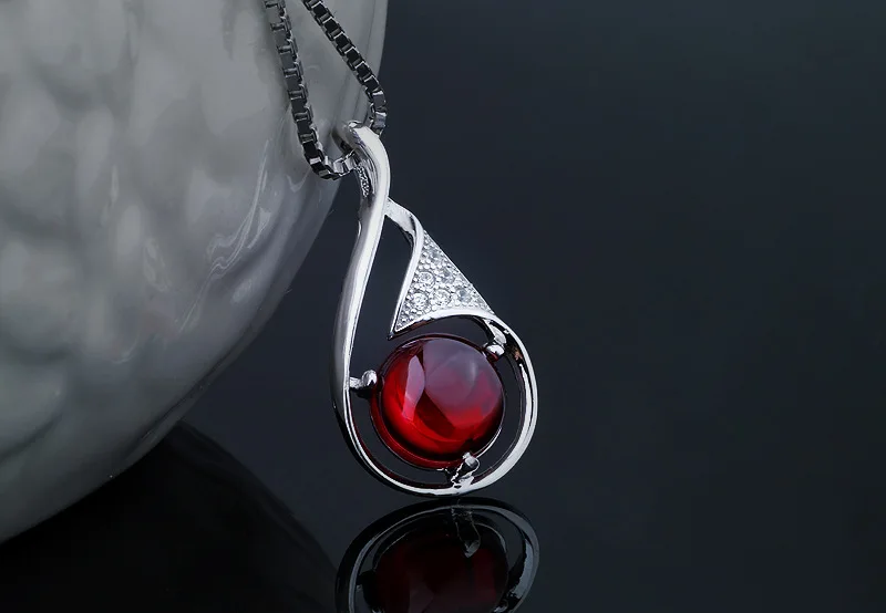 Fashion red ball necklaces pendants for women 925 sterling silver with Cubic Zironia stone pendant jewelry for ladies