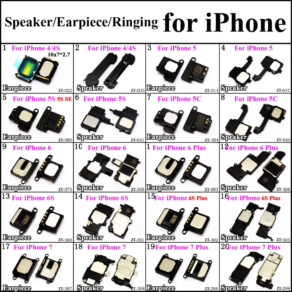 1 шт. 100% новые наушники динамики для iPhone 4 5 4s 5c SE 6 6S Plus сменные детали сотовых
