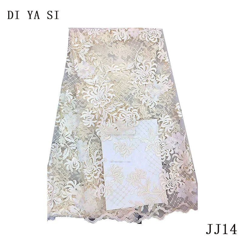 

3D flower Lace 5 yards Tulle lace African french lace fabric matching sequins beaded velvet Turban JJ14