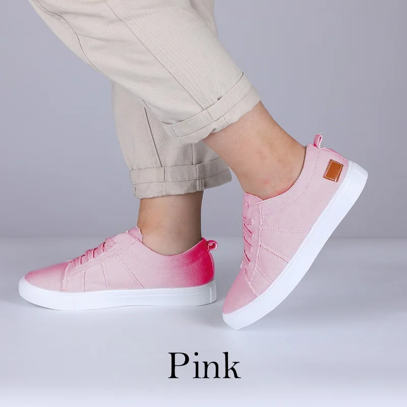 Pink SHUJIN; женские кроссовки; Классическая Летняя парусиновая обувь на плоской подошве; повседневная обувь из Вулканизированной Ткани; кроссовки для девочек; кроссовки на шнуровке - Цвет: Pink