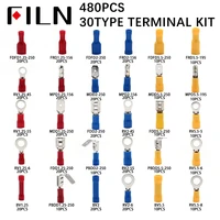 480pcsbox 30types group combine boxed terminal cold pressure electrical wire crimp kit insulated spade butt connectors assorted