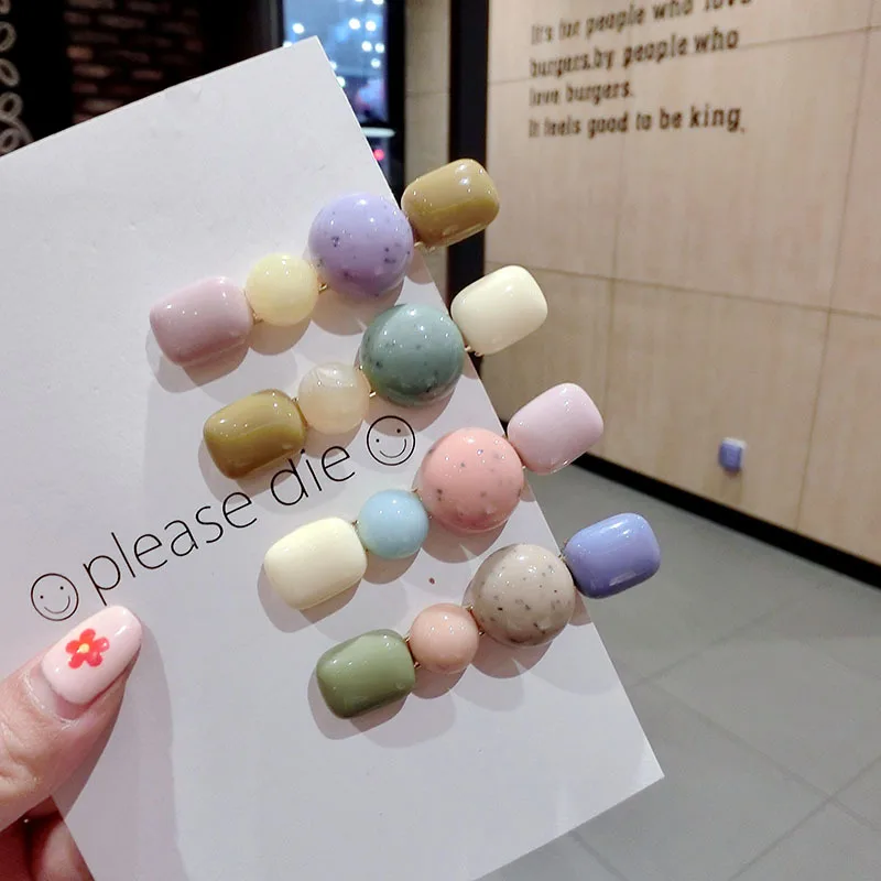 

Fashion Gifts Handmade Simple Crystal Korean Style Candy Color INS Headband Hair Accessories 1PC Pearl 20 Colors Hair Clips
