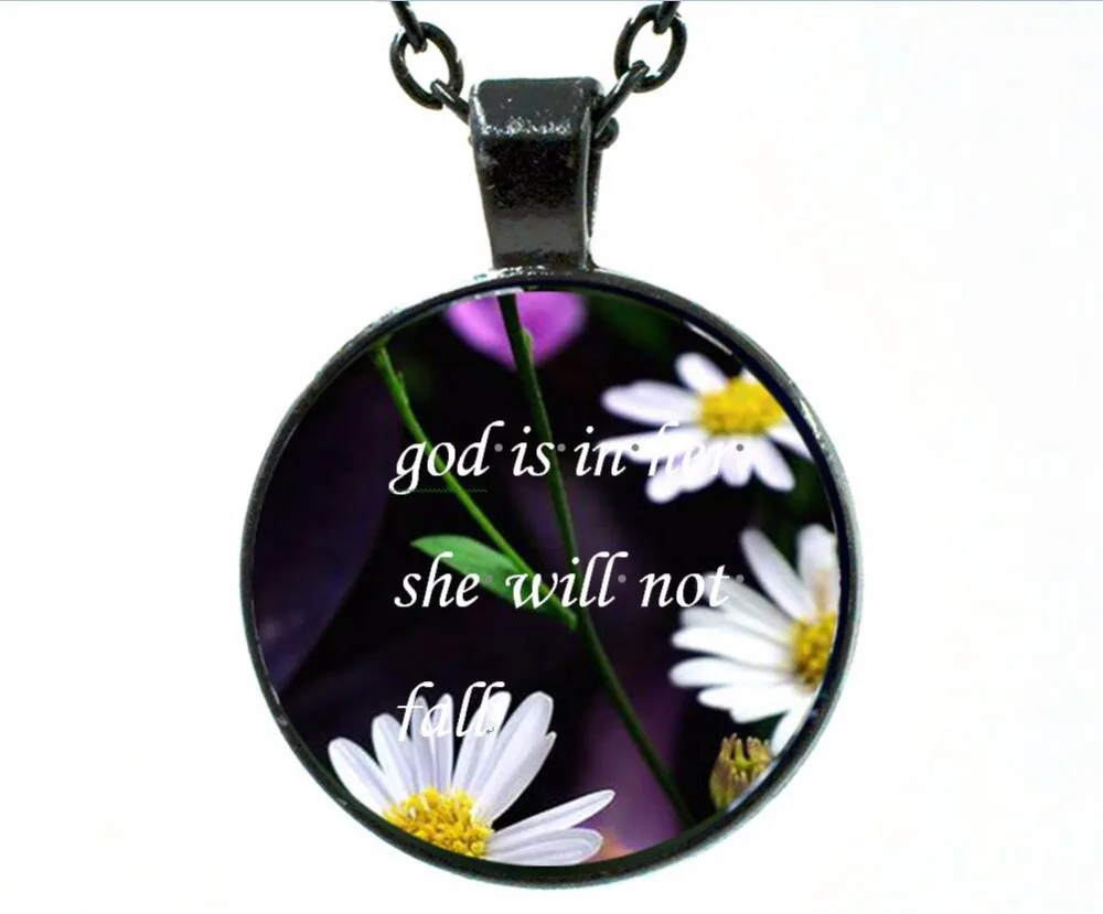 god is in her she will not fall bible verse necklace quote christian jewelry faith gifts |