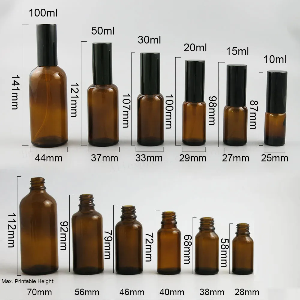12 флаконов для лосьона из янтарного стекла с алюминиевым насосом 1 унция