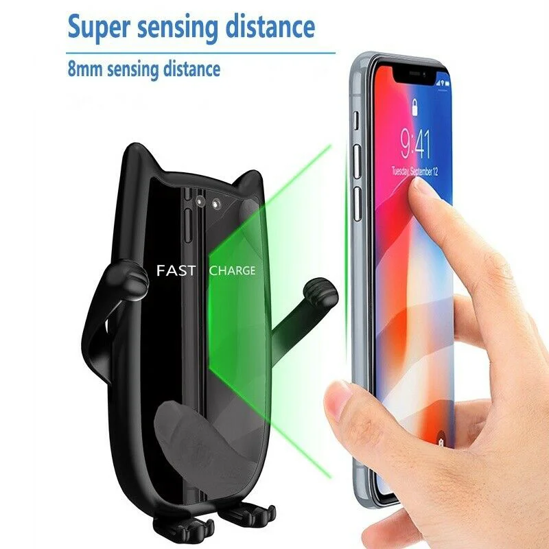 Автоматическое зажимное беспроводное автомобильное зарядное устройство Qi с