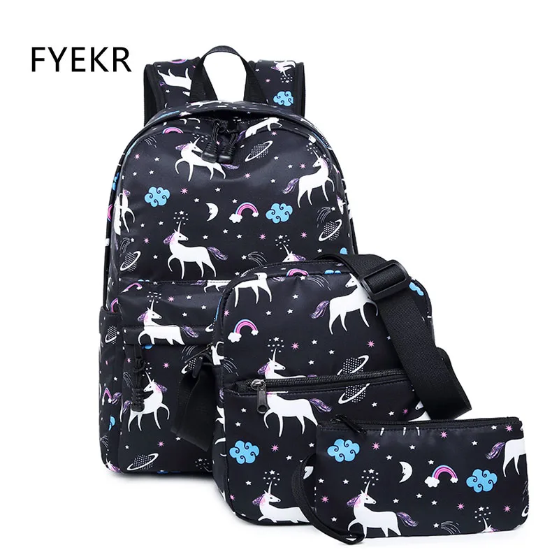 Мягкий рюкзак 3 шт./компл. Для Женщин Единорог печати Школьный для девочки