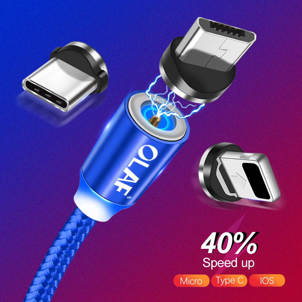 Магнитный зарядный кабель OLAF 1 м Micro USB для iPhone XR XS Max X магнитное зарядное