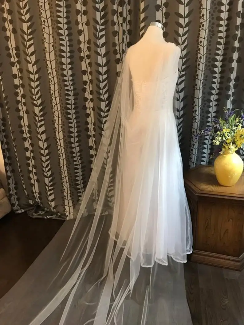 Тюлевая накидка вуаль длиной 200 см/250 см/300 см/350 см/400 см/500 см белого/слоновой