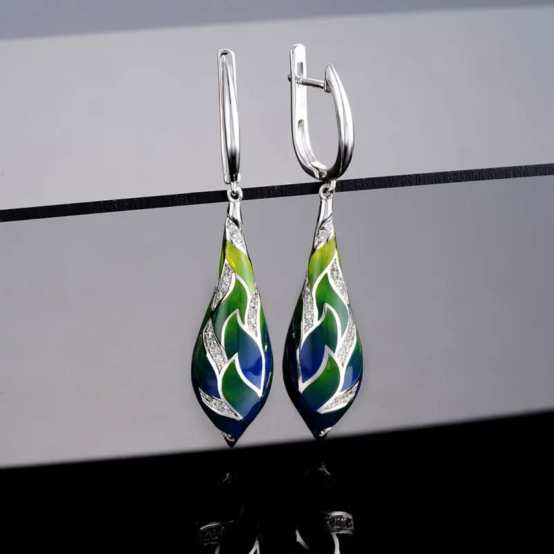 Серьги для Женщин Красочные Эмаль Женщины Белый Кубический Цирконий CZ