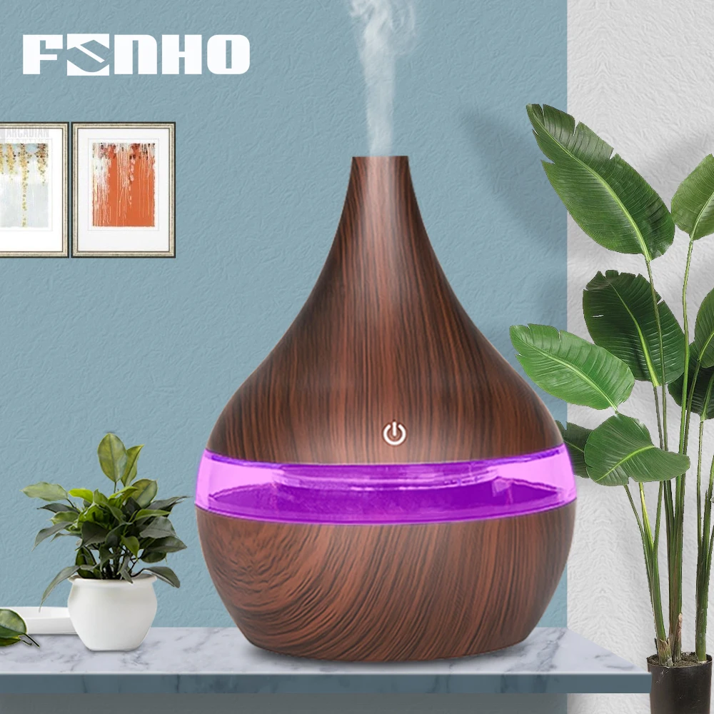 FUNHO 300 мл древесины увлажнитель воздуха ультразвуковой Арома диффузор Huile Essentiel USB
