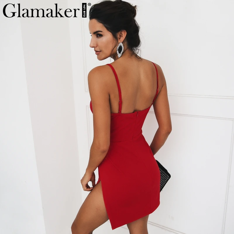 Женское платье с глубоким треугольным вырезом Glamaker белое клубное мини-платье