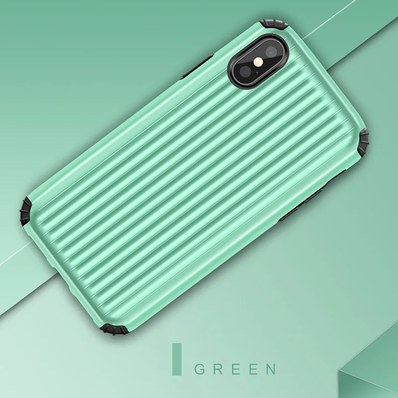 Rheinruby Classic Luggage Case For iPhone X XS XR Max 7 8 Plus 6 6S 2 in 1 Double Protection Suitcase Phone Cover Coque |