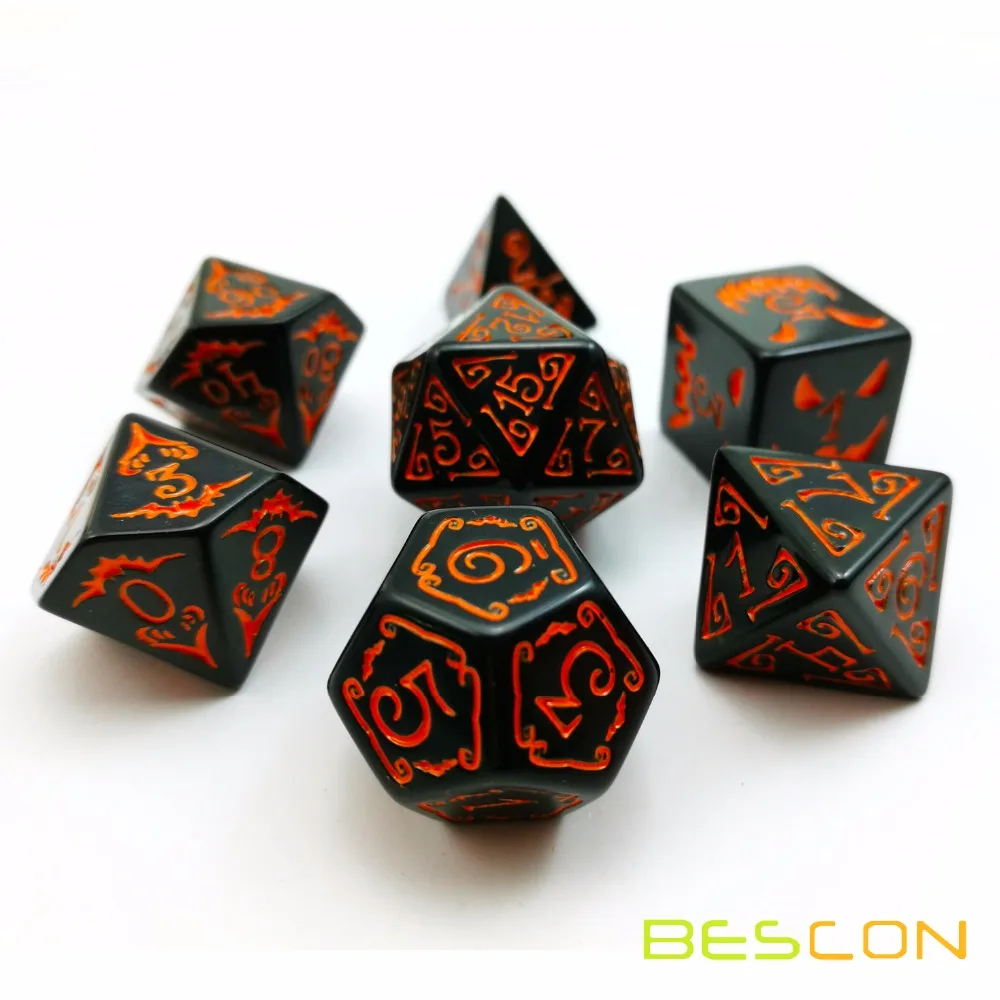 Bescon Хэллоуин многогранные кости 7 шт набор, Хэллоуин набор костей для ролевых игр d4 d6 d8 d10 d12 d20 d% Набор из 7 Хэллоуин игральные кости dnd