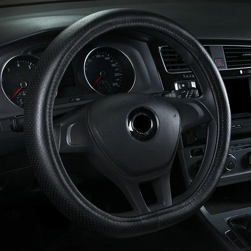 hole black Чехол рулевого колеса автомобиля кожа D форма кольца для Kia Sportage Optima K5 Volkswagen VW Golf 7 GTi Mk7 Scirocco Sagitar Lavida - Название цвета: hole black