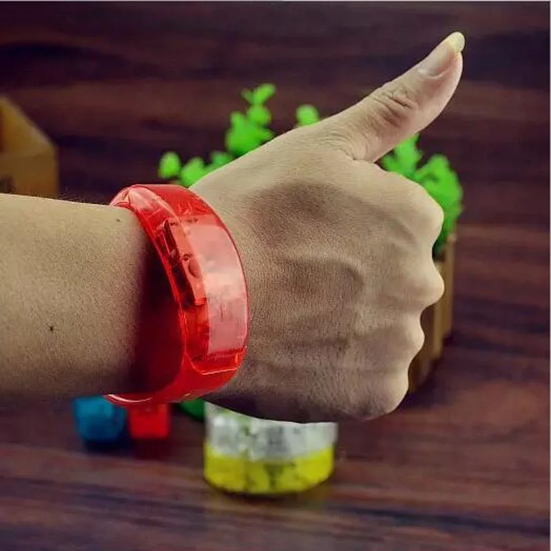 

50pcs/lot LED Flash Bracelet Sound Controlled Light Up Bracelet Activated Glow Flashing Bangle For Christmas Party Decor