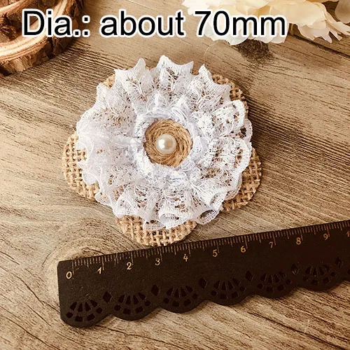 F1-21 lace burlap Деревенский мешковины цветы, потертый шик натуральный из джутовой мешочной ткани цветы, свадьба день рождения украшения, шляпа корзины украшения - Цвет: F1-21 lace burlap