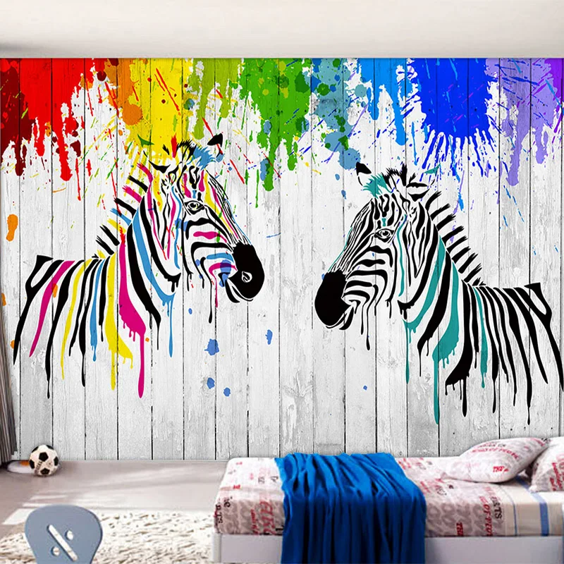 Красочные граффити в виде зебры индивидуальная Настройка современная мода