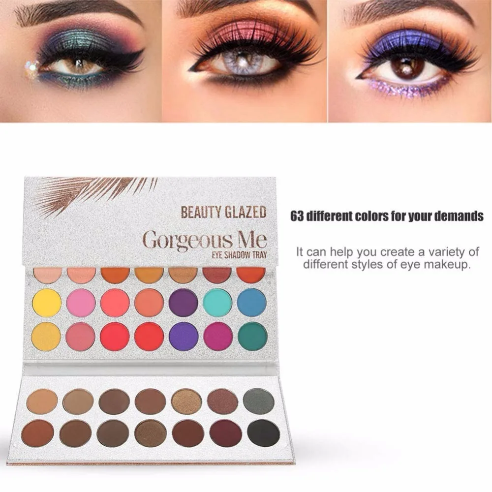 Палитра теней для век-Beauty Glazed 63 Цвета матовое стекло с перламутровым эффектом