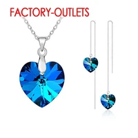 925 sterling silver fashion jewelry pendant necklaces earrings set heart design female party engagement wholesale