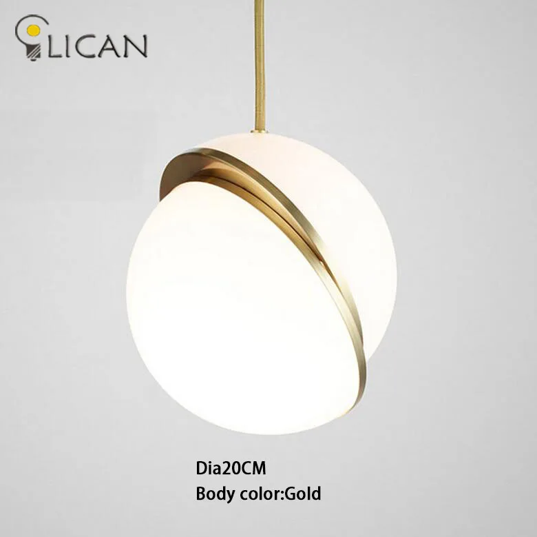 Dia20CM LICAN Denmark designs round balls Pendant Lights Creative Round Moon Brass Suspension Pendant lamp for Dining room Living room - Цвет корпуса: Dia20CM