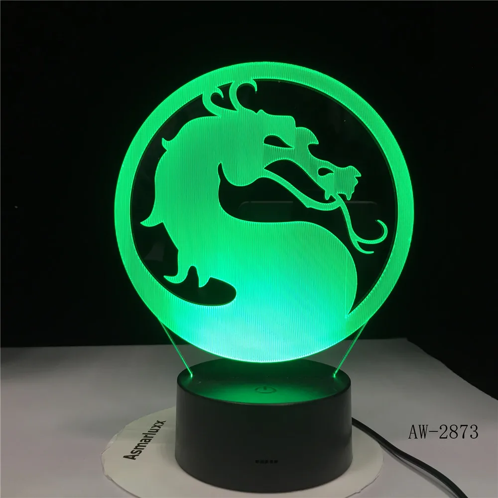 Голова поворачивается Дракон 3D иллюзия USB сенсорный датчик RGBW детский подарок