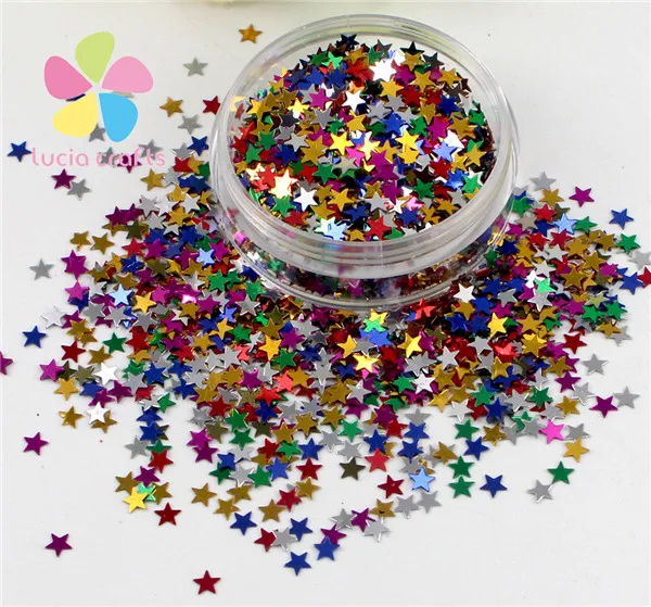Lucia crafts 20 г/лот 3 мм/4 мм звезда хлопья Радужная чашка блесток для дома/шитья/свадебные конфетти украшения D0108 - Цвет: Random Mix2  20g 4mm