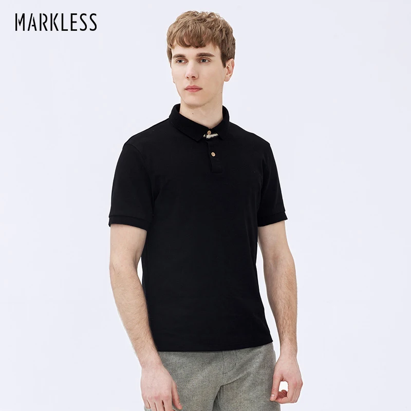 Мужская футболка-поло Markless Классическая однотонная футболка с коротким рукавом