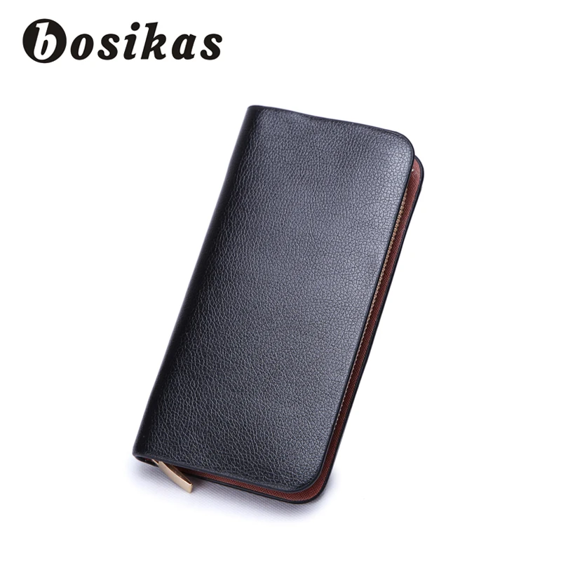 BOSIKAS новые мужские кошельки бумажник с застёжкой молнией объемное пространство