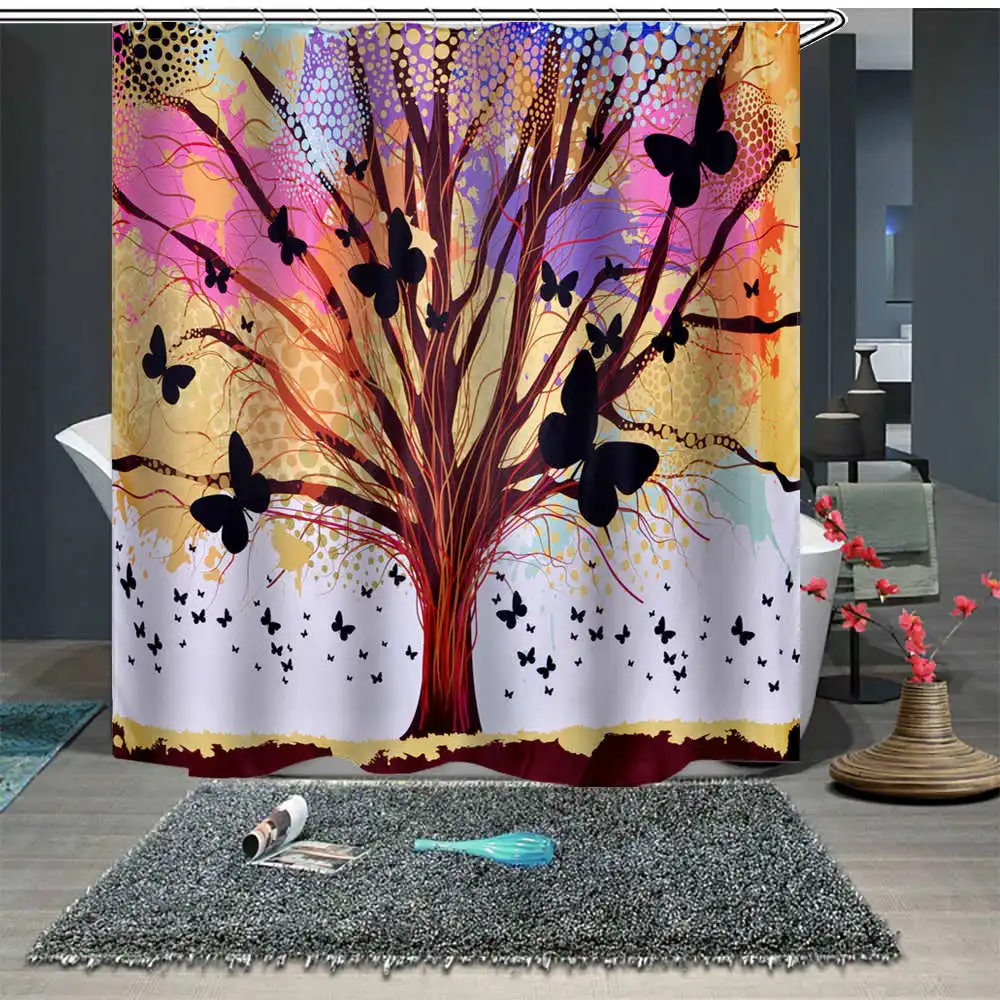 Шторы для душа из водонепроницаемой полиэстерной ткани 3D креативные занавески в