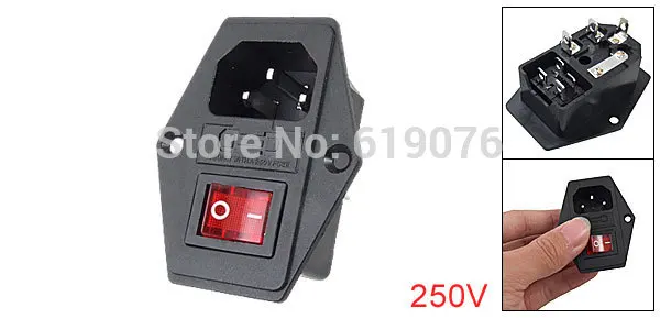 10 шт. 3 Pin IEC320 C14 входной модульный Штепсель выключатель с плавким предохранителем