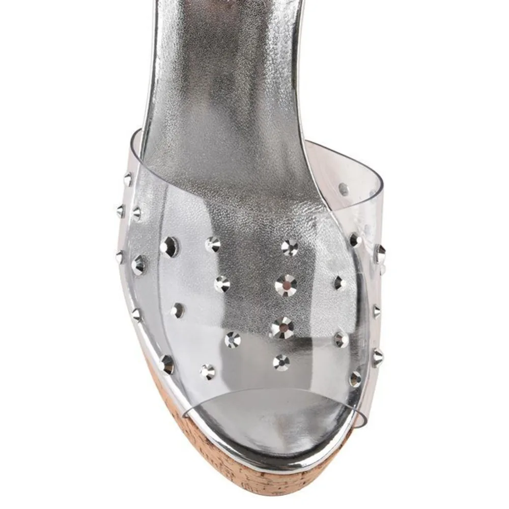 Aimirlly/Летняя женская обувь Прозрачная из ПВХ на танкетке Босоножки высоком