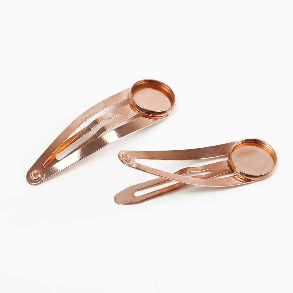 Rose gold 10 шт., классическая металлическая шпилька, заколки для волос, база, подходит для 12 мм, кабошоны, камея, установка, сделай сам, украшения для волос, изготовление ювелирных изделий - Цвет: Rose gold