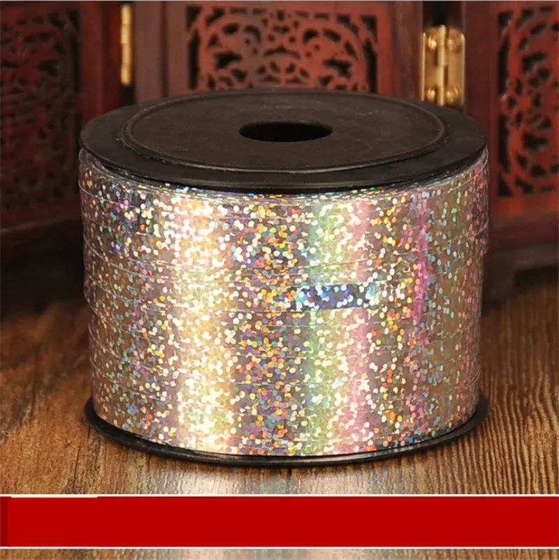 Silver 5mmX100Yard Воздушные шары ленты лента-лазер для вечерние украшения подарки на день рождения Свадебные украшения Фольга атласная лента завивка DIY аксессуары - Цвет: Silver 5mmX100Yard
