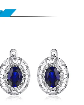 Jewelrypalace 2.4ct создан сапфир уникальный Дизайн клип на Серьги для Для женщин 925 серебро заявление серьги Красивые ювелирные изделия